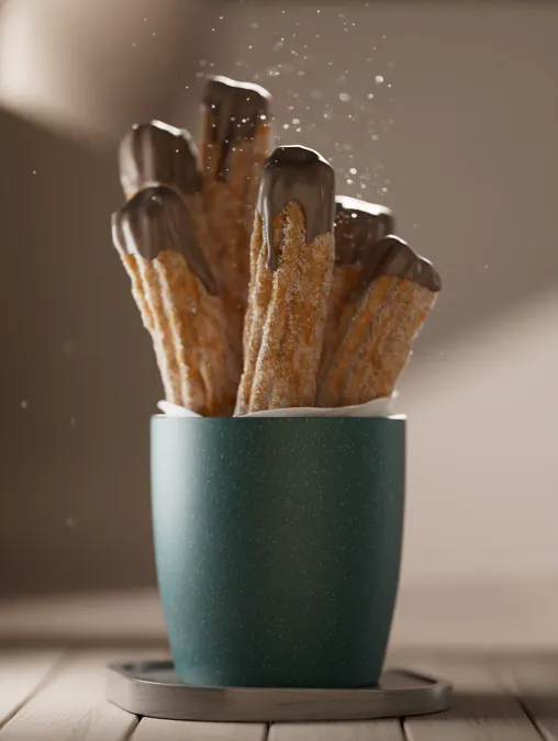 churros — 3D food render